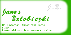 janos malobiczki business card
